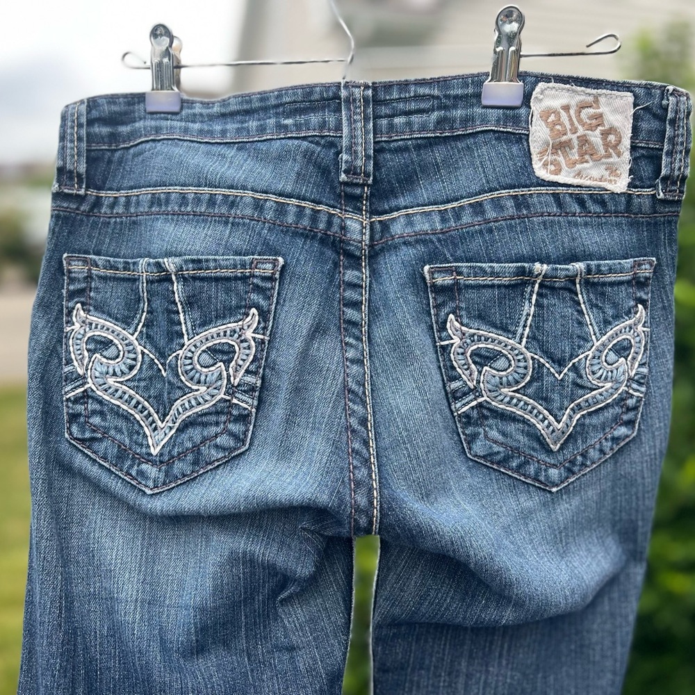 Big Star Blue Boot Cut Jeans with Embroidered Design